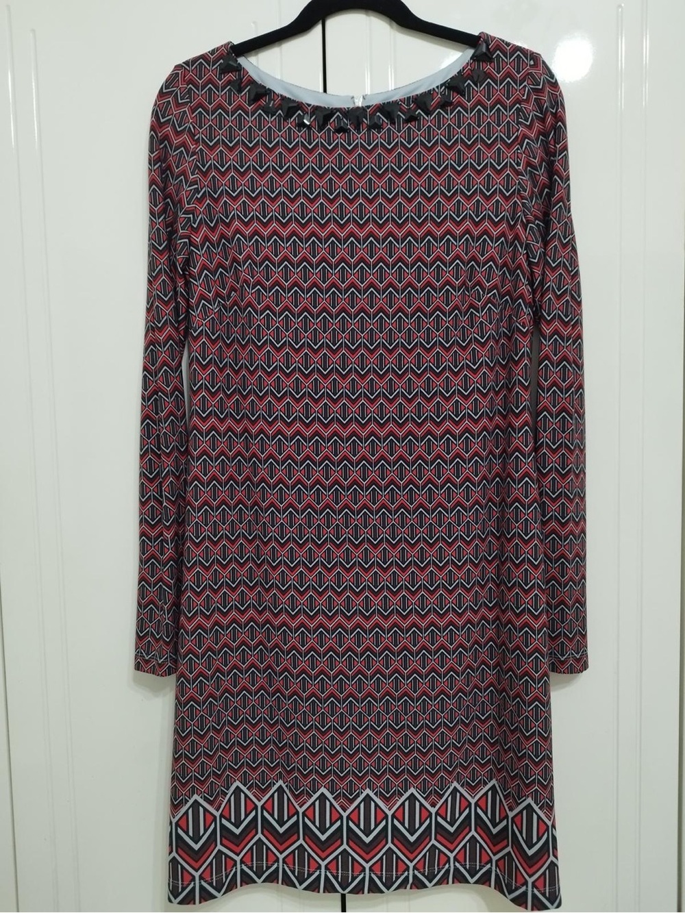 Vince Camuto Geometric Beaded Neckline Dress - Size M